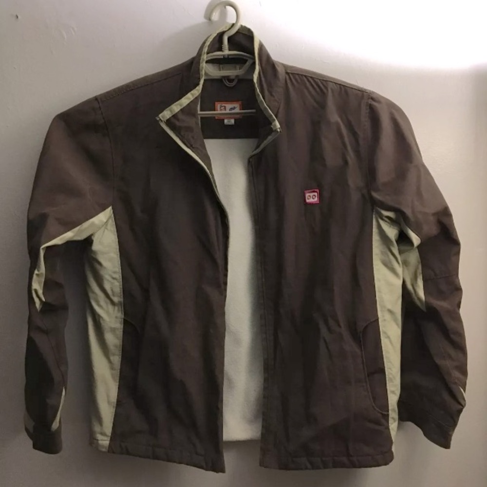 Dunkin Donuts Unisex Employee Winter Jacket Brown Small No Zipper W/Pullstrings